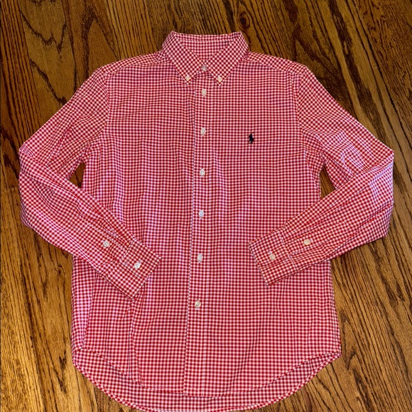 Ralph Lauren boys oxford shirt red/white gingham sizes small, medium & large - Picture 2 of 9